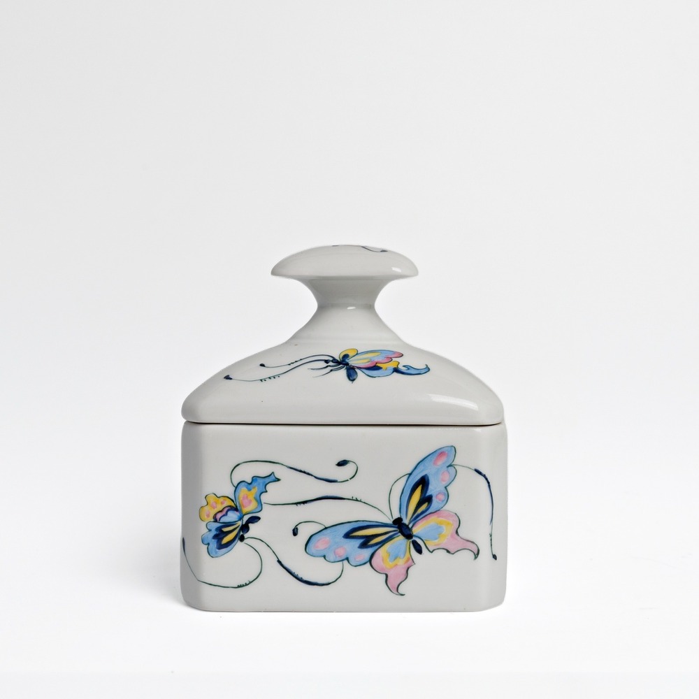 Vintage Neiman Marcus Limoges France Trinket Box Hand Painted Butterflies